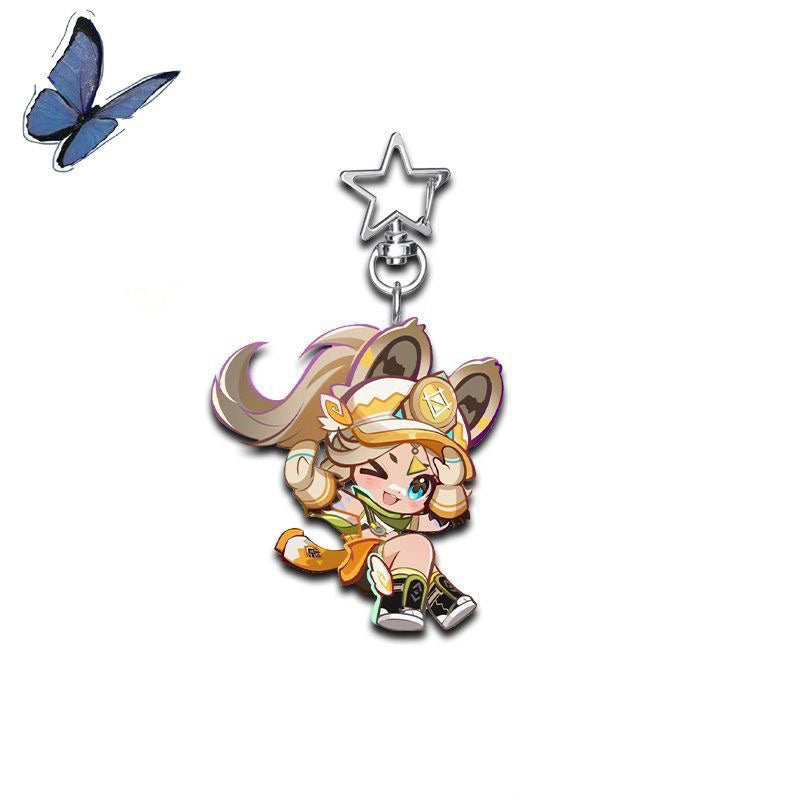 Genshin Star-shaped button keychain Merch - 5cm Double-Sided Acrylic Keychain - High-Definition Printing