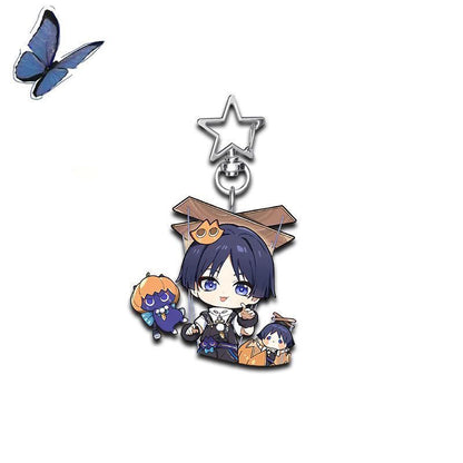 Genshin Star-shaped button keychain Merch - 5cm Double-Sided Acrylic Keychain - High-Definition Printing