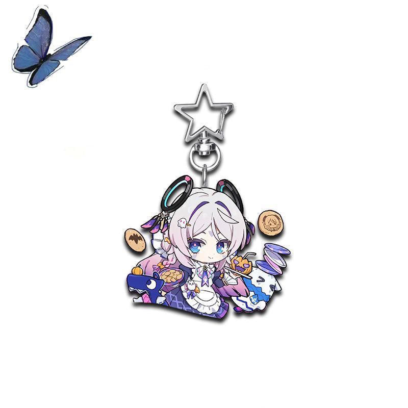 Genshin Star-shaped button keychain Merch - 5cm Double-Sided Acrylic Keychain - High-Definition Printing