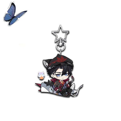 Genshin Star-shaped button keychain Merch - 5cm Double-Sided Acrylic Keychain - High-Definition Printing
