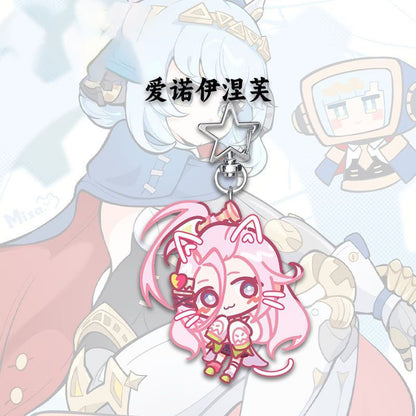 Genshin Star-shaped button keychain Merch - 5cm Double-Sided Acrylic Keychain - High-Definition Printing