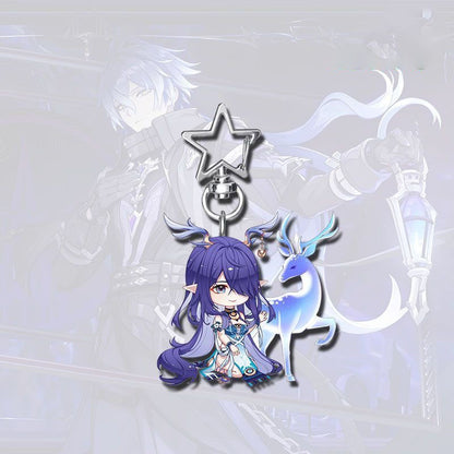 Genshin Star-shaped button keychain Merch - 5cm Double-Sided Acrylic Keychain - High-Definition Printing