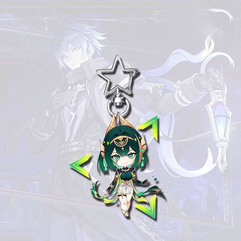 Genshin Star-shaped button keychain Merch - 5cm Double-Sided Acrylic Keychain - High-Definition Printing