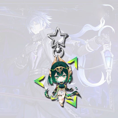 Genshin Star-shaped button keychain Merch - 5cm Double-Sided Acrylic Keychain - High-Definition Printing