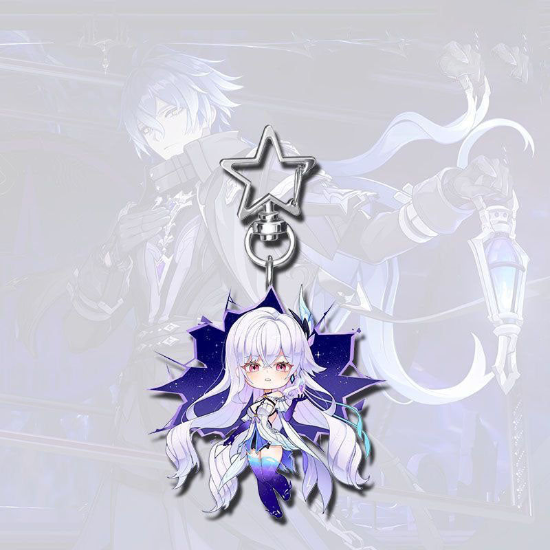 Genshin Star-shaped button keychain Merch - 5cm Double-Sided Acrylic Keychain - High-Definition Printing