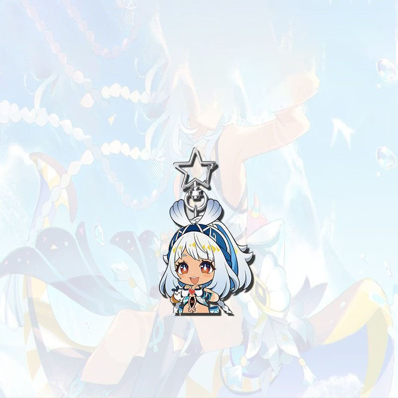 Mualani Genshin Star-shaped button keychain Merch - 5cm Double-Sided Acrylic Keychain - High-Definition Printing