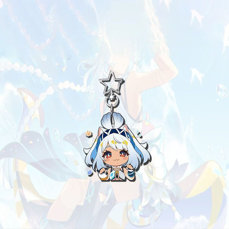 Mualani Genshin Star-shaped button keychain Merch - 5cm Double-Sided Acrylic Keychain - High-Definition Printing