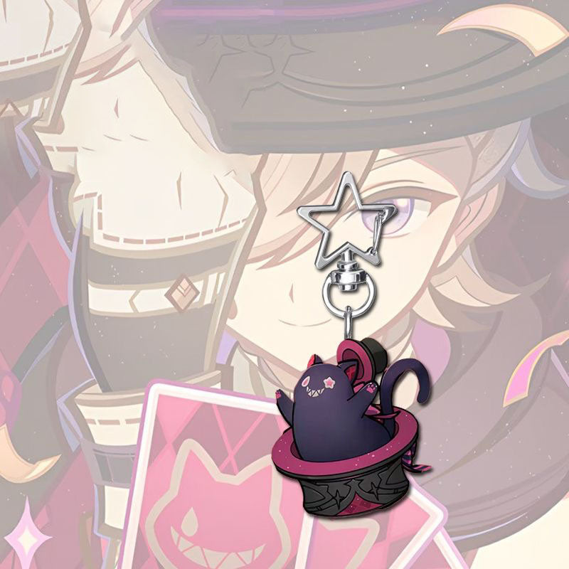 Lyney Genshin Star-shaped button keychain Merch - 5cm Double-Sided Acrylic Keychain - High-Definition Printing