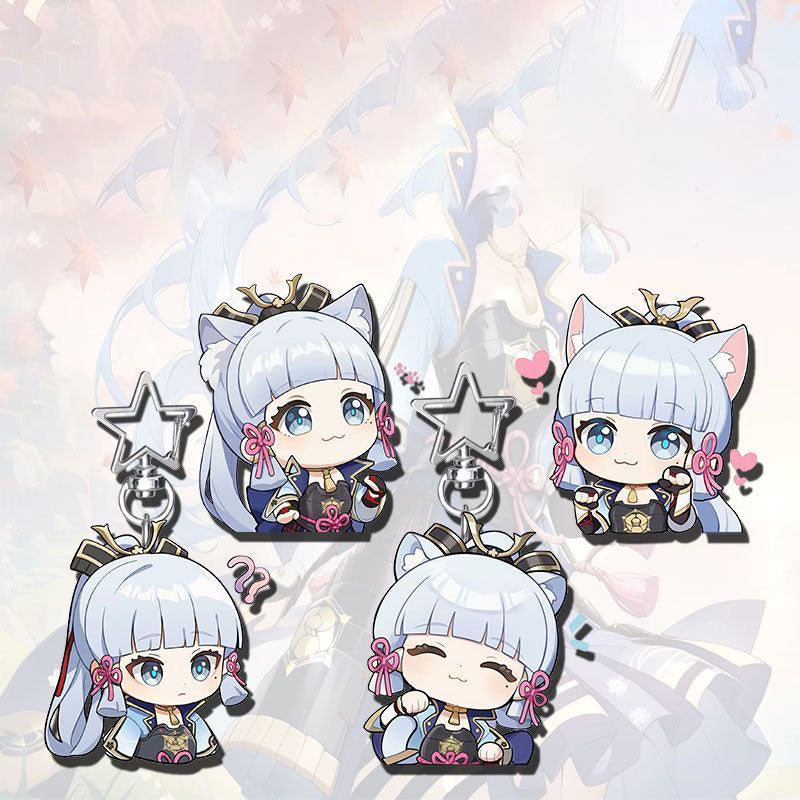 Ayaka Genshin Star-shaped button keychain Merch - 5cm Double-Sided Acrylic Keychain - High-Definition Printing