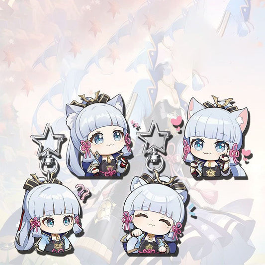 Ayaka Genshin Star-shaped button keychain Merch - 5cm Double-Sided Acrylic Keychain - High-Definition Printing