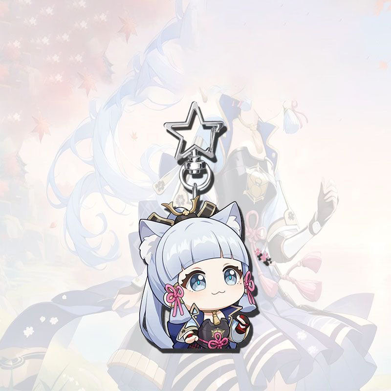 Ayaka Genshin Star-shaped button keychain Merch - 5cm Double-Sided Acrylic Keychain - High-Definition Printing