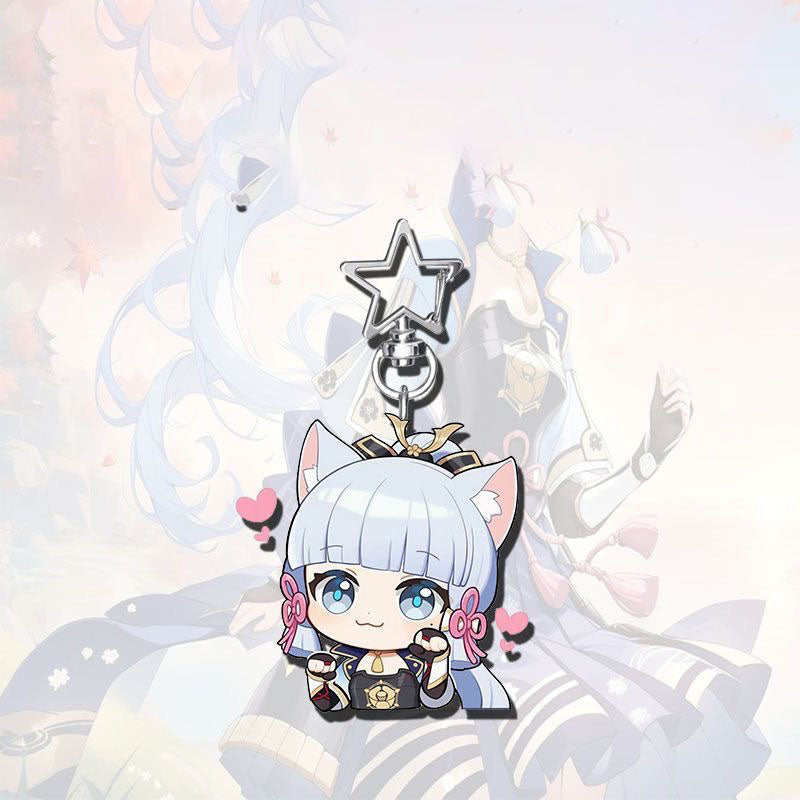 Ayaka Genshin Star-shaped button keychain Merch - 5cm Double-Sided Acrylic Keychain - High-Definition Printing