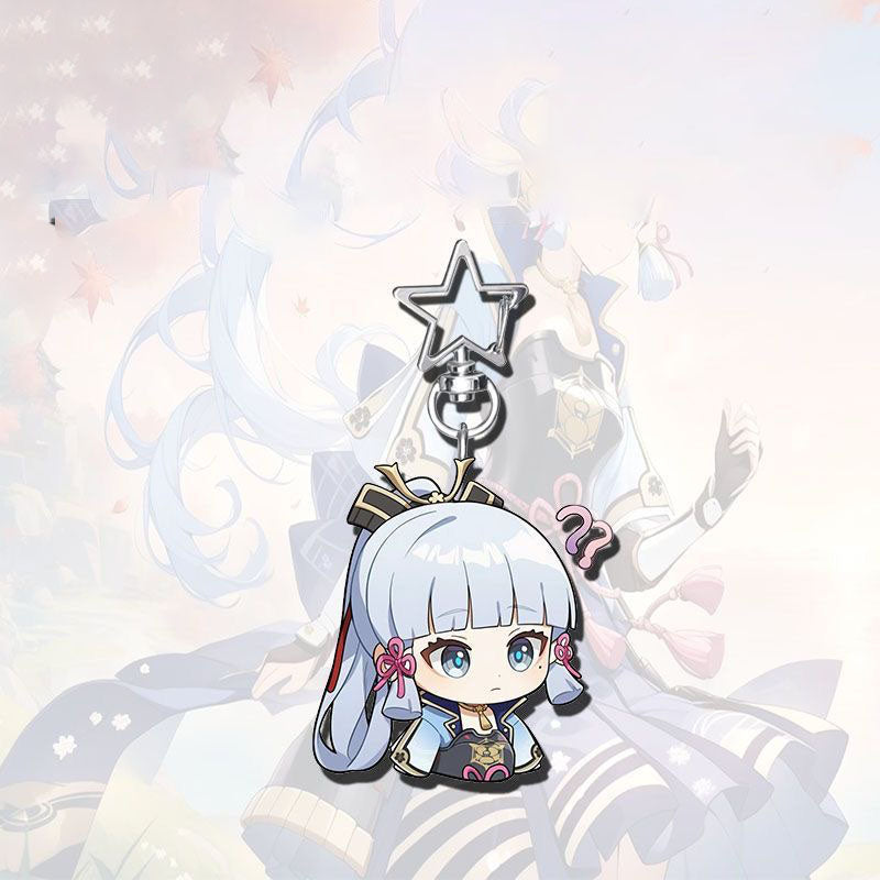 Ayaka Genshin Star-shaped button keychain Merch - 5cm Double-Sided Acrylic Keychain - High-Definition Printing