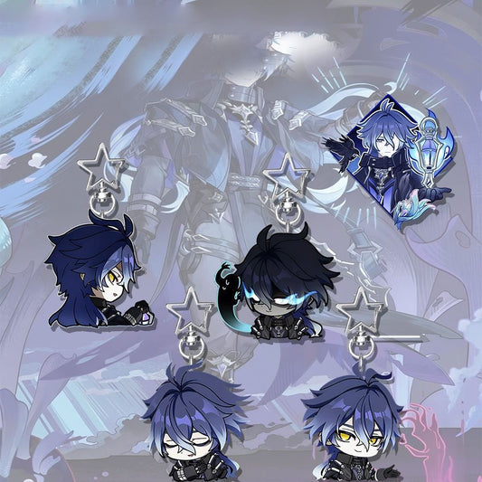 Flins Genshin Star-shaped button keychain Merch - 5cm Double-Sided Acrylic Keychain - High-Definition Printing