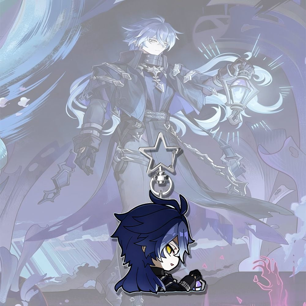 Flins Genshin Star-shaped button keychain Merch - 5cm Double-Sided Acrylic Keychain - High-Definition Printing