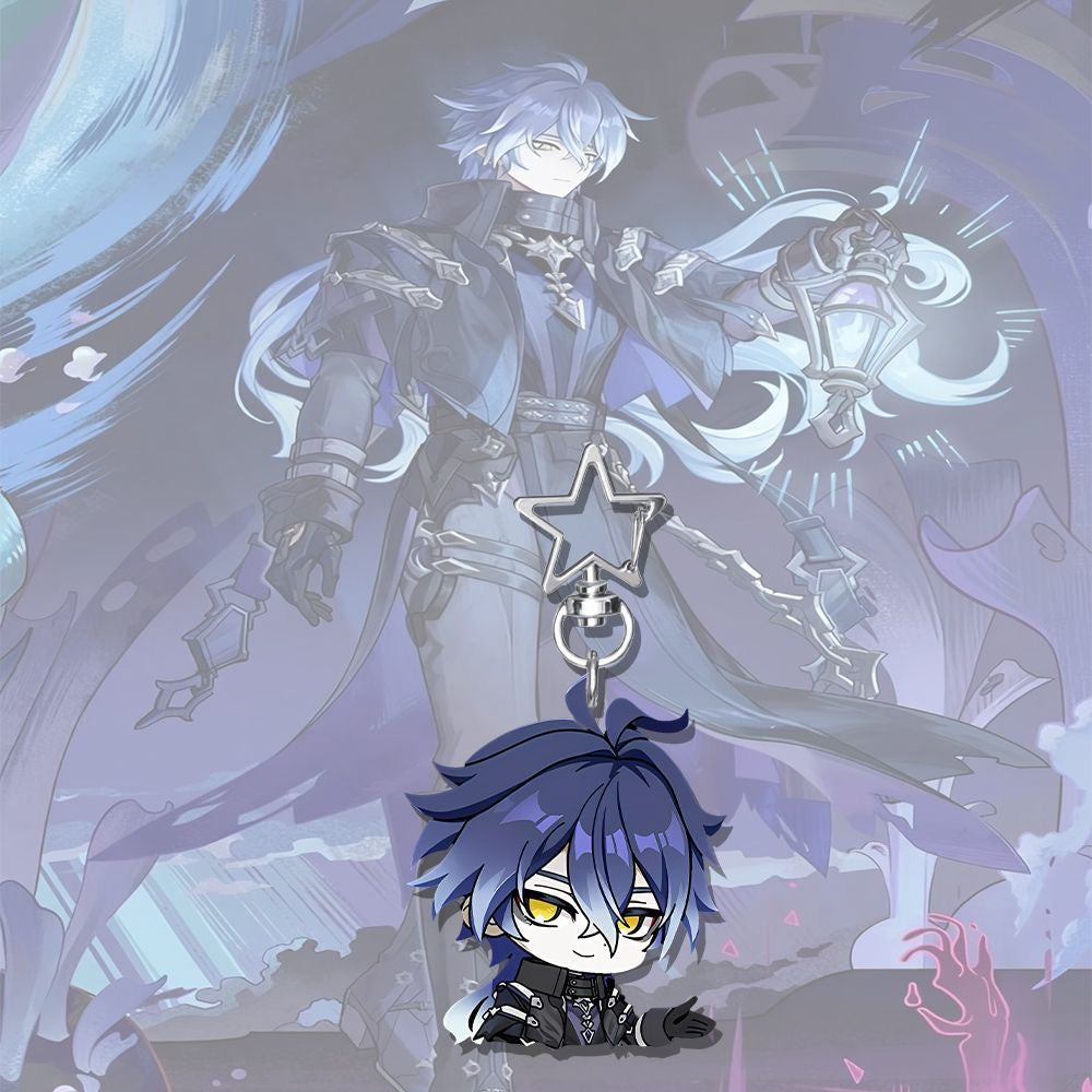 Flins Genshin Star-shaped button keychain Merch - 5cm Double-Sided Acrylic Keychain - High-Definition Printing