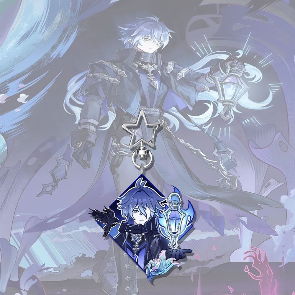 Flins Genshin Star-shaped button keychain Merch - 5cm Double-Sided Acrylic Keychain - High-Definition Printing