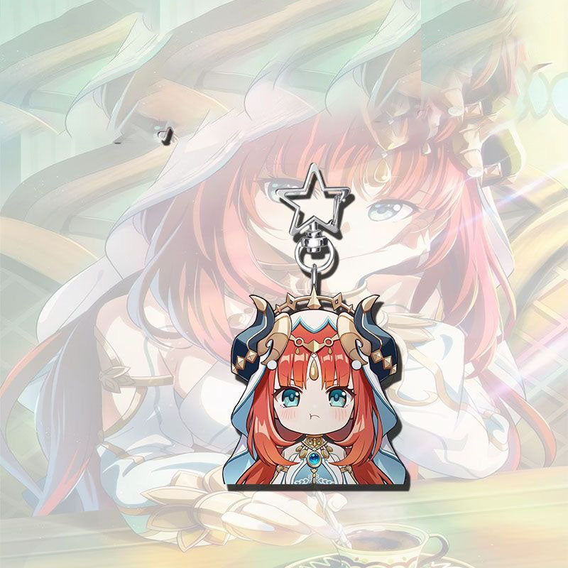 Nilou Genshin Star-shaped button keychain Merch - 5cm Double-Sided Acrylic Keychain - High-Definition Printing