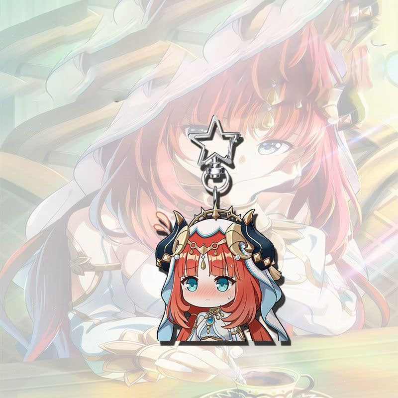 Nilou Genshin Star-shaped button keychain Merch - 5cm Double-Sided Acrylic Keychain - High-Definition Printing