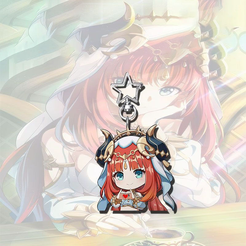 Nilou Genshin Star-shaped button keychain Merch - 5cm Double-Sided Acrylic Keychain - High-Definition Printing