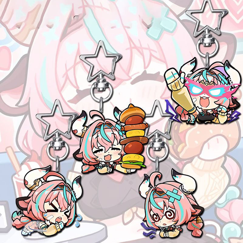 Varesa Genshin Star-shaped button keychain Merch - 5cm Double-Sided Acrylic Keychain - High-Definition Printing