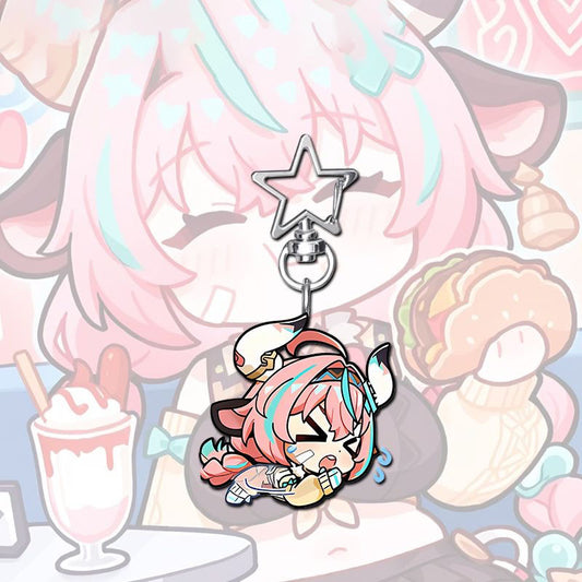 Varesa Genshin Star-shaped button keychain Merch - 5cm Double-Sided Acrylic Keychain - High-Definition Printing