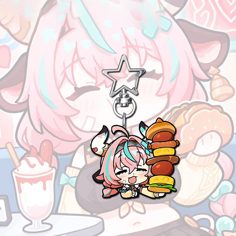 Varesa Genshin Star-shaped button keychain Merch - 5cm Double-Sided Acrylic Keychain - High-Definition Printing