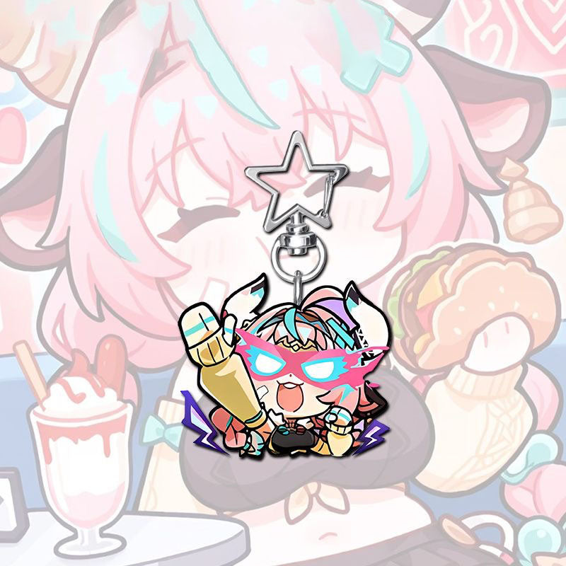 Varesa Genshin Star-shaped button keychain Merch - 5cm Double-Sided Acrylic Keychain - High-Definition Printing