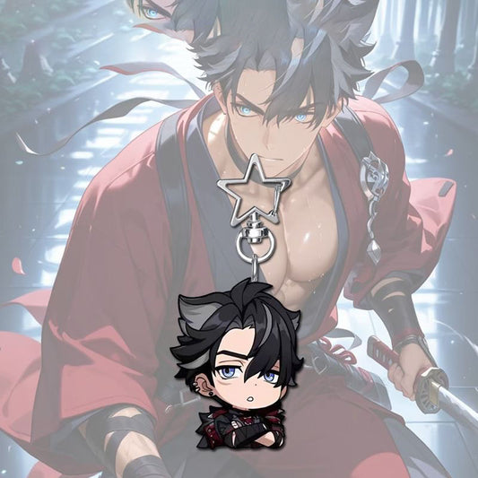 Wriothesley Genshin Star-shaped button keychain Merch - 5cm Double-Sided Acrylic Keychain - High-Definition Printing