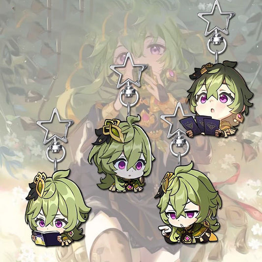 Collei Genshin Star-shaped button keychain Merch - 5cm Double-Sided Acrylic Keychain - High-Definition Printing