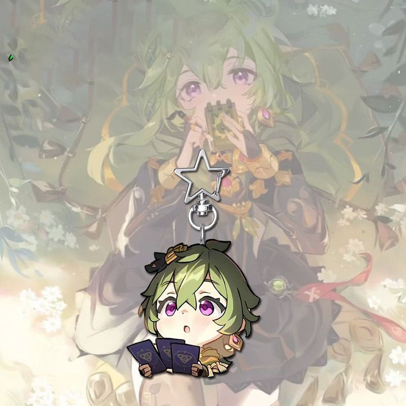 Collei Genshin Star-shaped button keychain Merch - 5cm Double-Sided Acrylic Keychain - High-Definition Printing