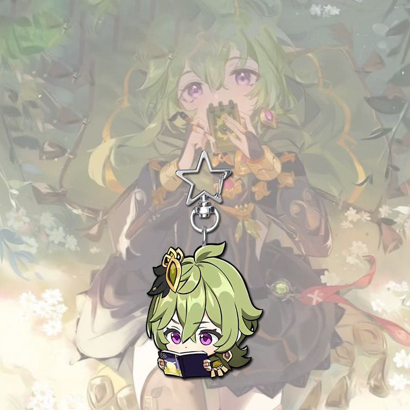 Collei Genshin Star-shaped button keychain Merch - 5cm Double-Sided Acrylic Keychain - High-Definition Printing