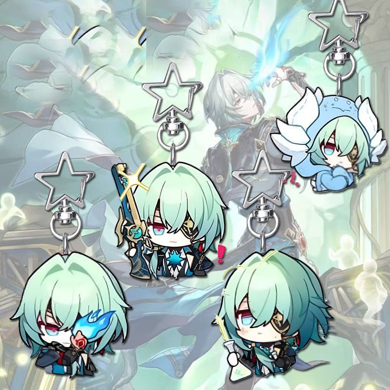 Anaxa Star Rail Star-shaped button keychain Merch - 5cm Double-Sided Acrylic Keychain - High-Definition Printing