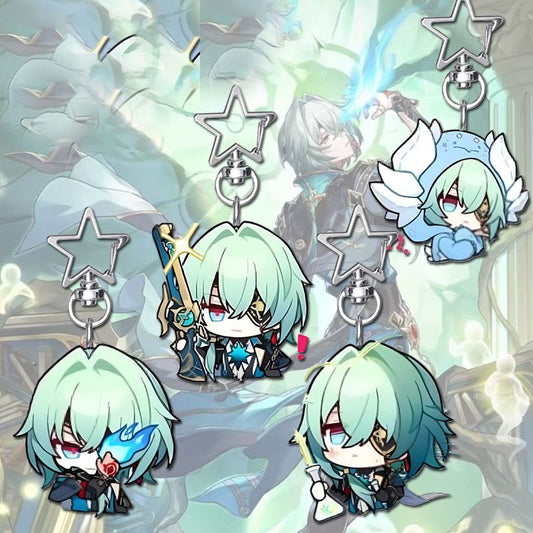 Anaxa Star Rail Star-shaped button keychain Merch - 5cm Double-Sided Acrylic Keychain - High-Definition Printing