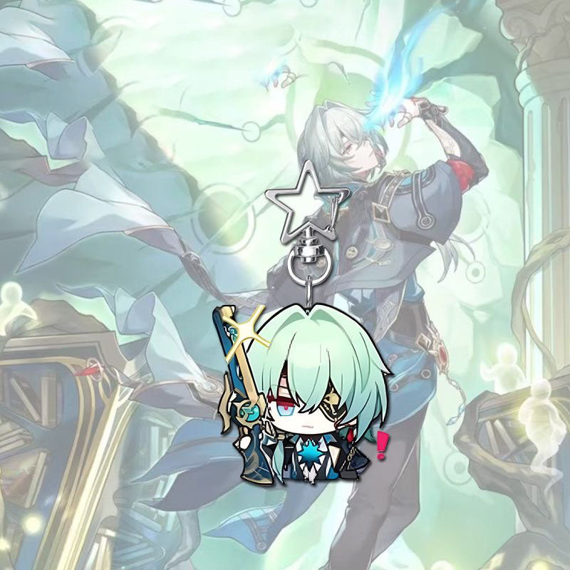 Anaxa Star Rail Star-shaped button keychain Merch - 5cm Double-Sided Acrylic Keychain - High-Definition Printing