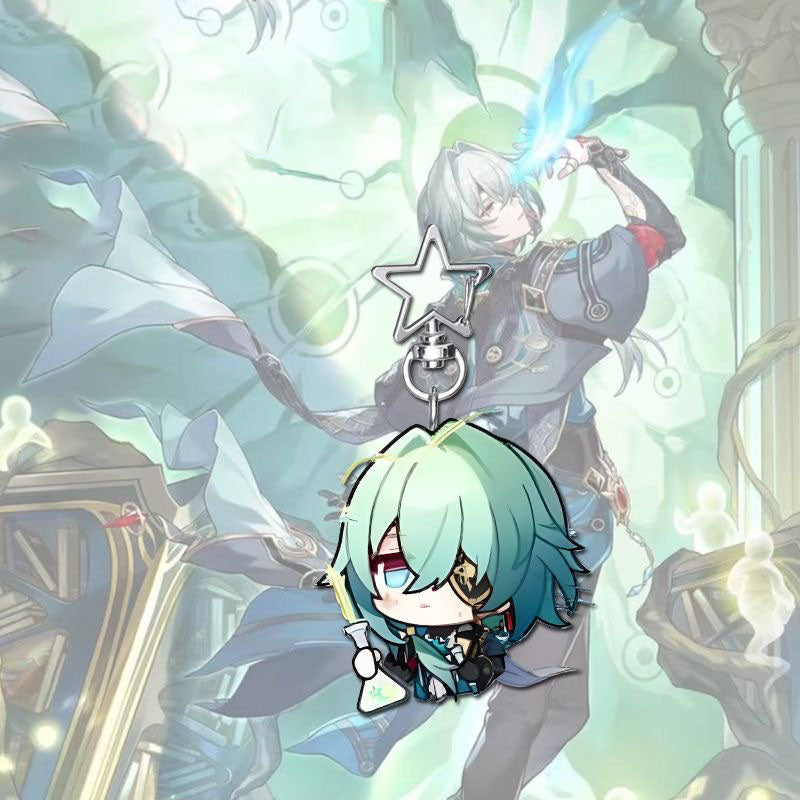 Anaxa Star Rail Star-shaped button keychain Merch - 5cm Double-Sided Acrylic Keychain - High-Definition Printing