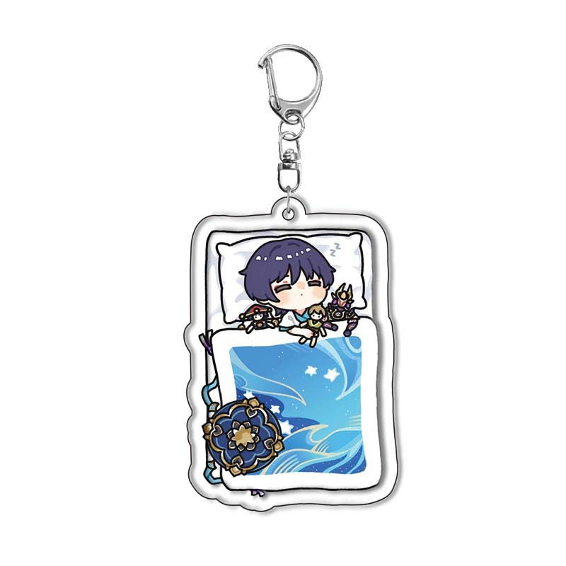 Genshin Quilt-Shaped Design keychain Merch - 5cm Double-Sided Acrylic Keychain - High-Definition Printingn