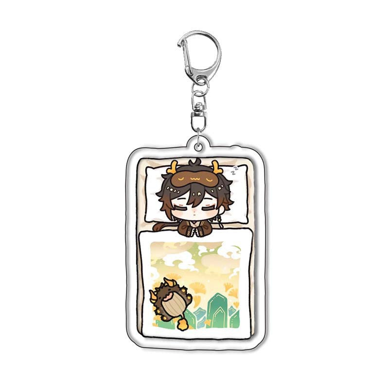Genshin Quilt-Shaped Design keychain Merch - 5cm Double-Sided Acrylic Keychain - High-Definition Printingn