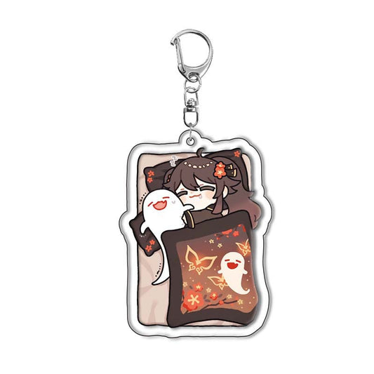 Genshin Quilt-Shaped Design keychain Merch - 5cm Double-Sided Acrylic Keychain - High-Definition Printingn