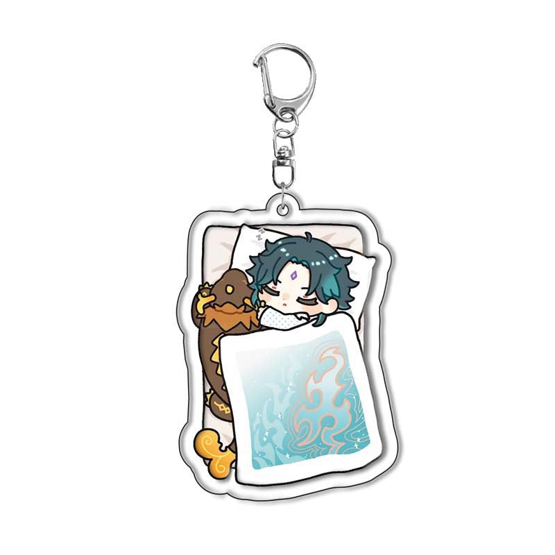 Genshin Quilt-Shaped Design keychain Merch - 5cm Double-Sided Acrylic Keychain - High-Definition Printingn