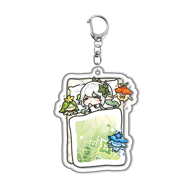 Genshin Quilt-Shaped Design keychain Merch - 5cm Double-Sided Acrylic Keychain - High-Definition Printingn