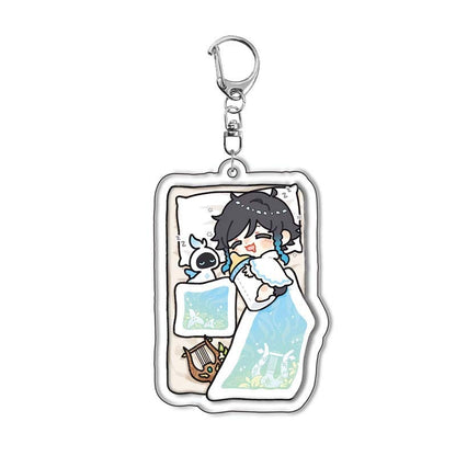 Genshin Quilt-Shaped Design keychain Merch - 5cm Double-Sided Acrylic Keychain - High-Definition Printingn