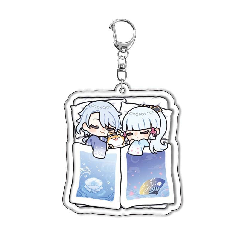 Genshin Quilt-Shaped Design keychain Merch - 5cm Double-Sided Acrylic Keychain - High-Definition Printingn