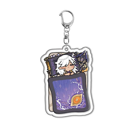 Genshin Quilt-Shaped Design keychain Merch - 5cm Double-Sided Acrylic Keychain - High-Definition Printingn