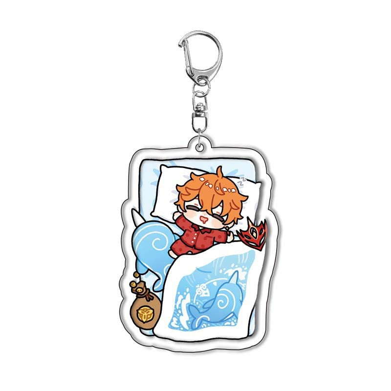 Genshin Quilt-Shaped Design keychain Merch - 5cm Double-Sided Acrylic Keychain - High-Definition Printingn