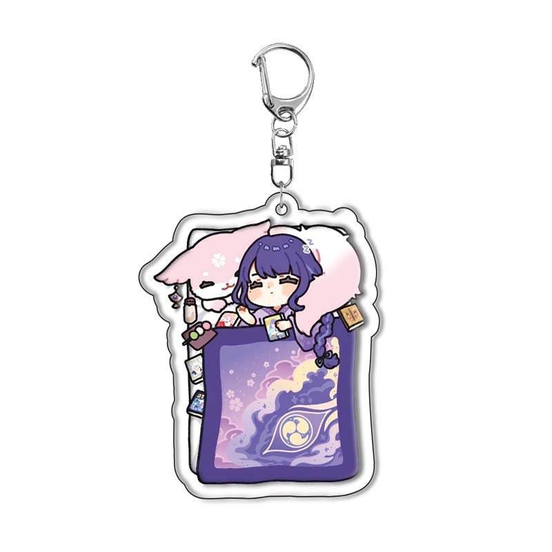 Genshin Quilt-Shaped Design keychain Merch - 5cm Double-Sided Acrylic Keychain - High-Definition Printingn