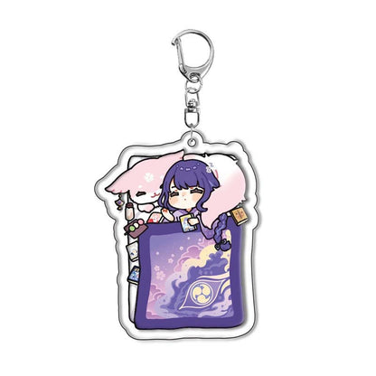 Genshin Quilt-Shaped Design keychain Merch - 5cm Double-Sided Acrylic Keychain - High-Definition Printingn