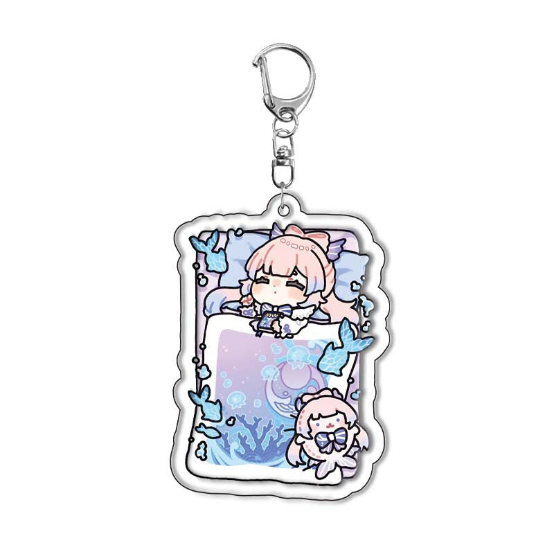Genshin Quilt-Shaped Design keychain Merch - 5cm Double-Sided Acrylic Keychain - High-Definition Printingn