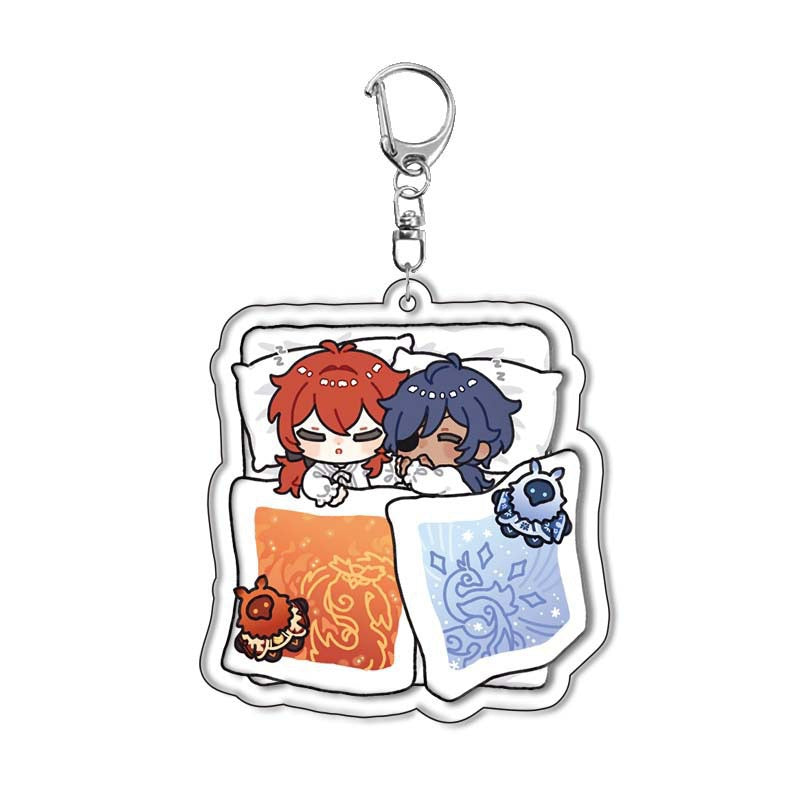 Genshin Quilt-Shaped Design keychain Merch - 5cm Double-Sided Acrylic Keychain - High-Definition Printingn