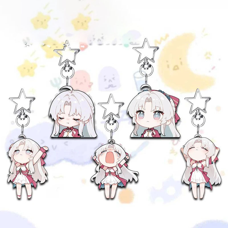 Carlotta Wuthering WuWa Waves Star-shaped button keychain Merch - 5cm Double-Sided Acrylic Keychain - High-Definition Printing